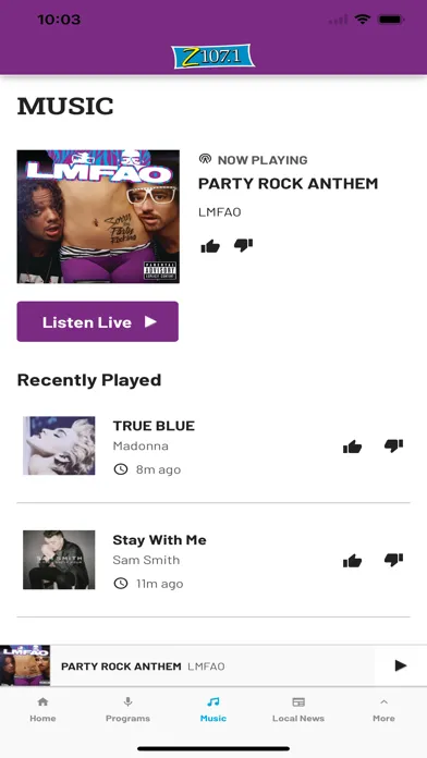 Captures d'écran de Z107.1