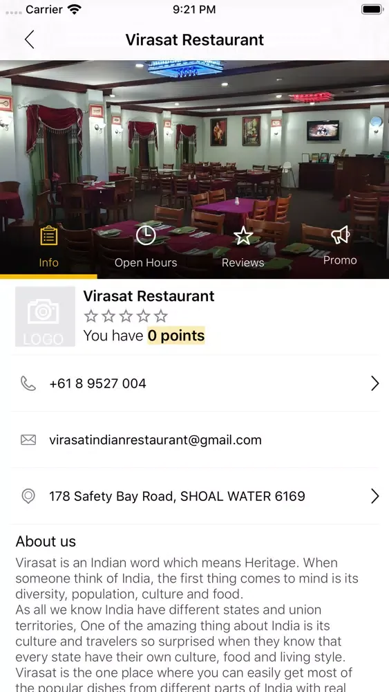 Captures d'écran de Virasat Restaurant