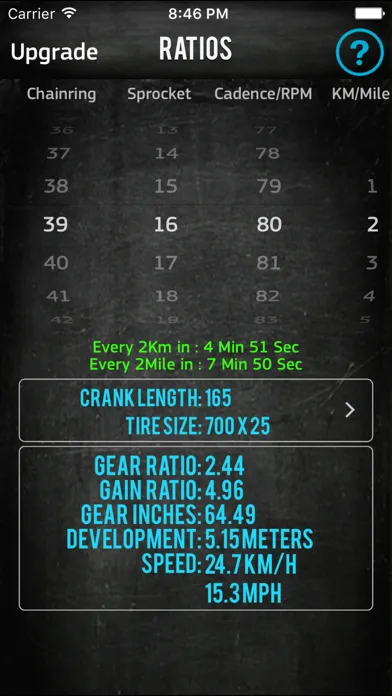 Captures d'écran de Bike Gear Calculator GearRatio