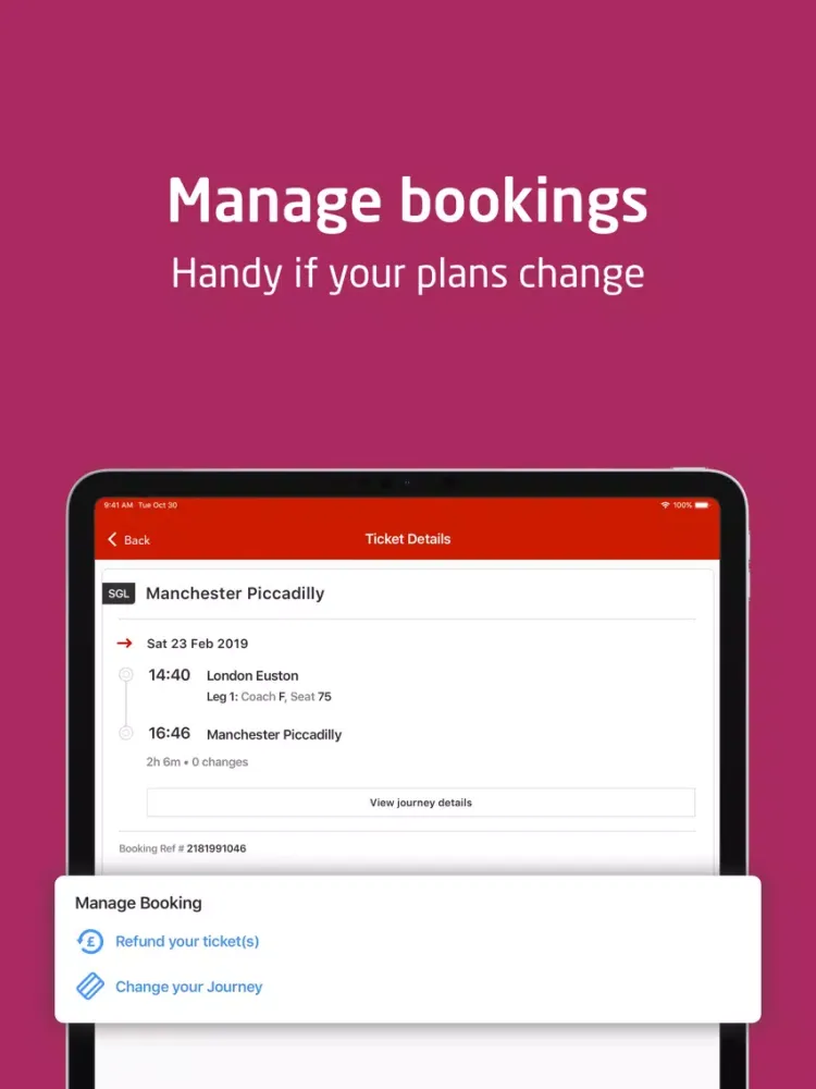 Ảnh chụp màn hình của Virgin Trains Tickets iPad 