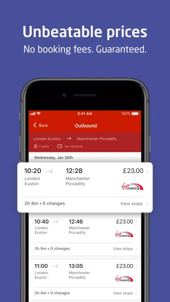 Ảnh chụp màn hình của Virgin Trains Tickets