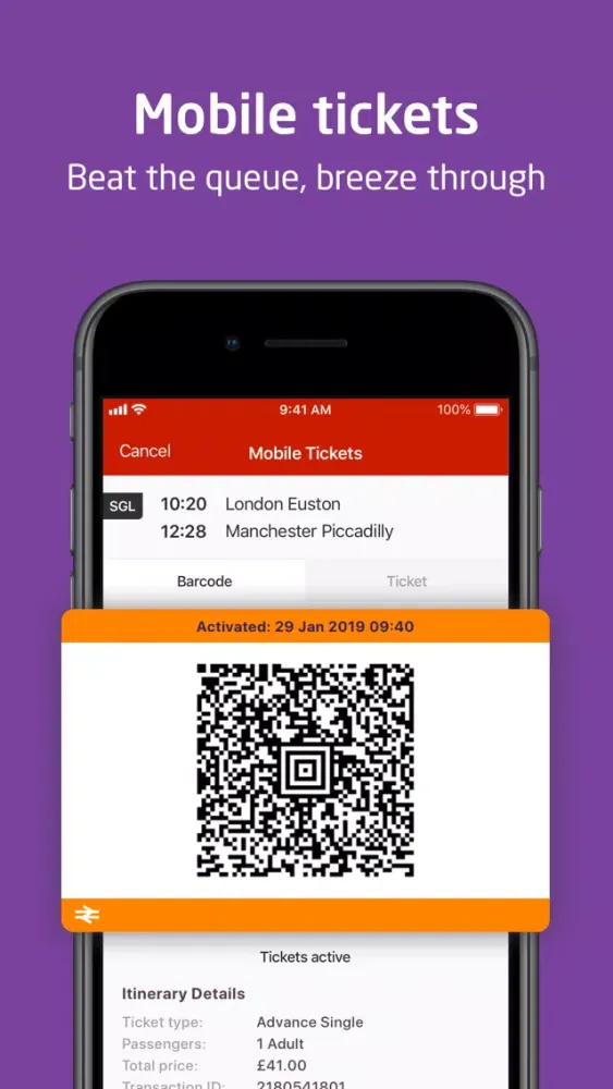 Ảnh chụp màn hình của Virgin Trains Tickets