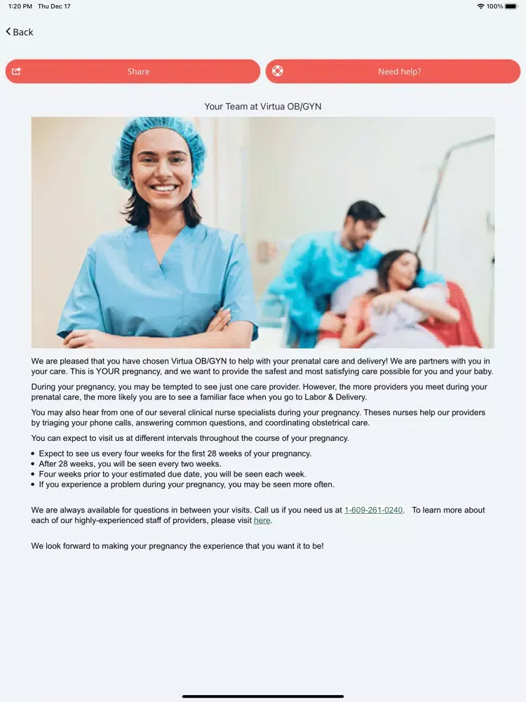 Tangkapan skrin Virtua Health Connect iPad 