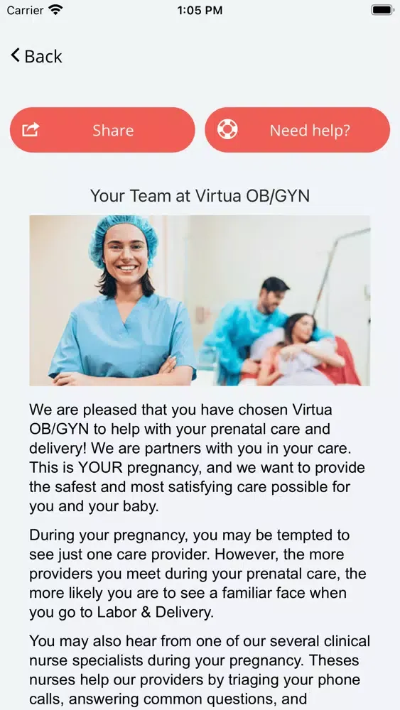 Tangkapan skrin Virtua Health Connect