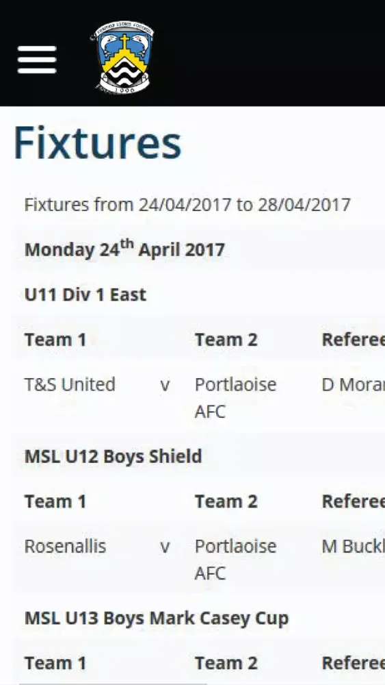 Tangkapan skrin Fermoy LGFA