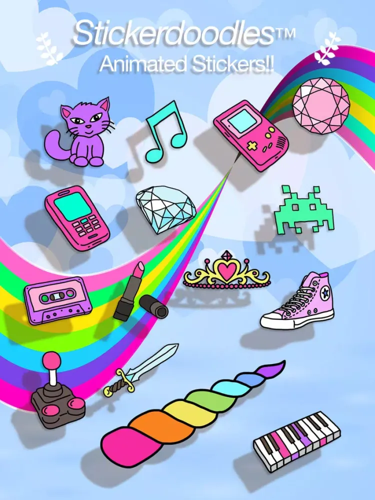 Tangkapan skrin Stickerdoodle™ Animated Doodle Cool Stickers Girls iPad 