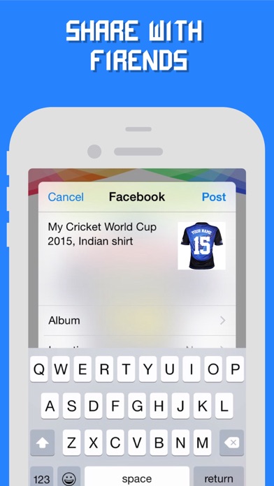 Ảnh chụp màn hình của Cricket World Cup 2015 Jersey Maker