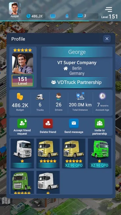 Tangkapan layar Virtual Truck Manager 3