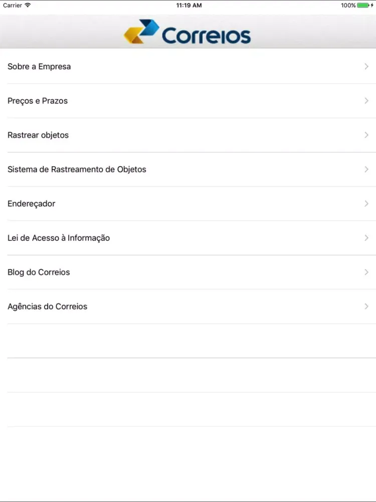 Captures d'écran de Correios INFO App iPad 