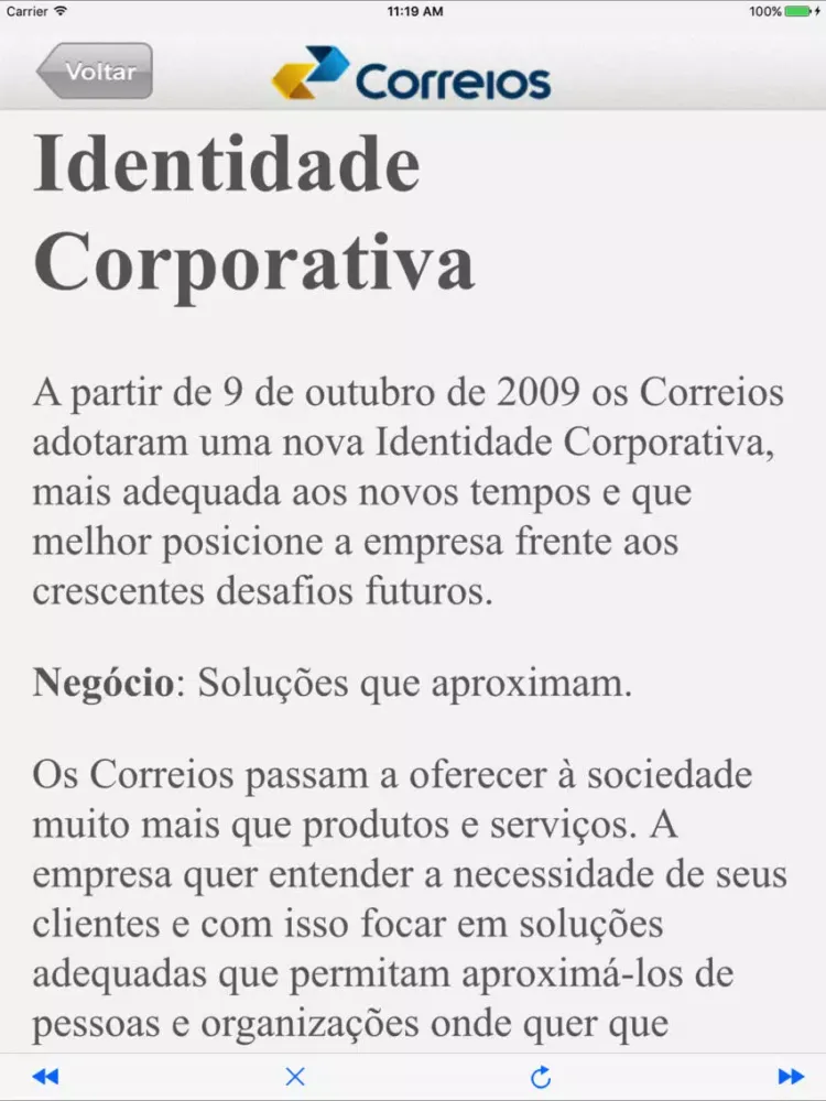 Captures d'écran de Correios INFO App iPad 