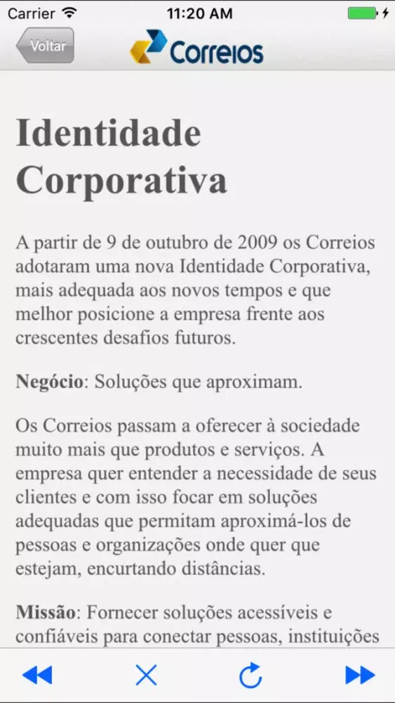 Captures d'écran de Correios INFO App