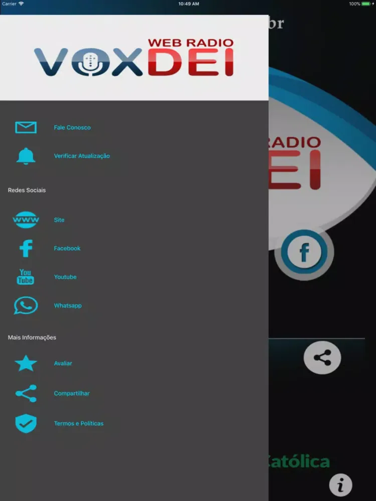 Ảnh chụp màn hình của Web Rádio Vox Dei iPad 