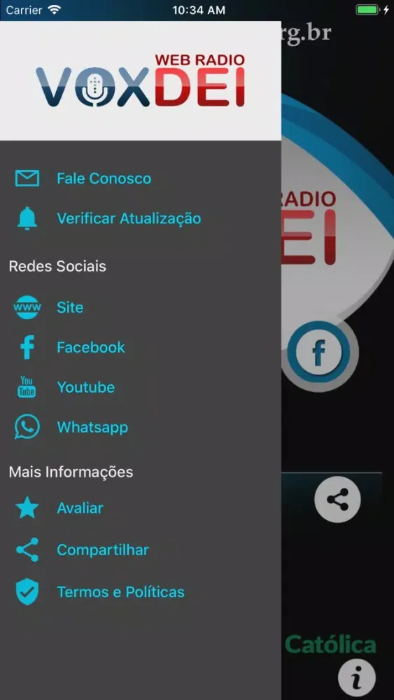 Ảnh chụp màn hình của Web Rádio Vox Dei