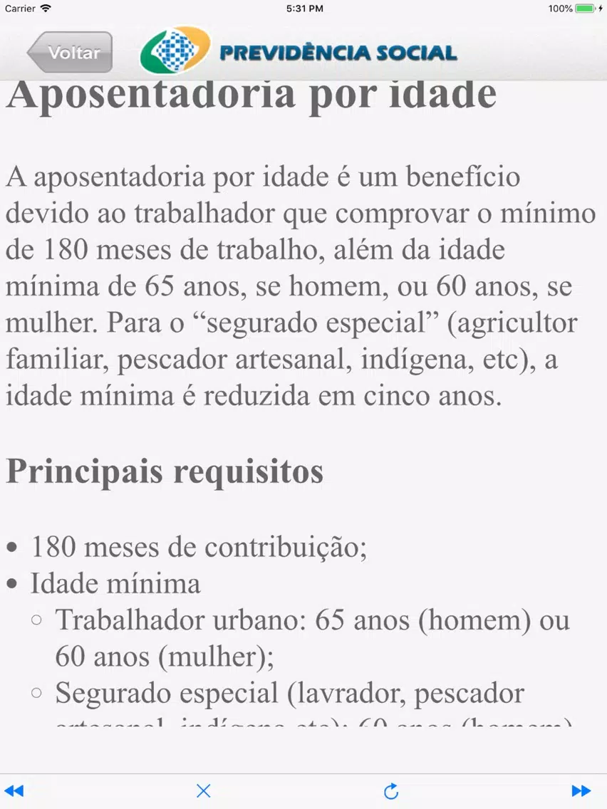 Zrzuty ekranu Aposentado e Pensionista iPad 