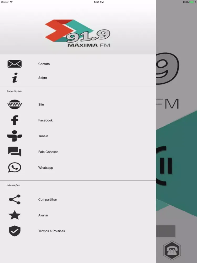 Ảnh chụp màn hình của Rádio Máxima 91.9 FM iPad 