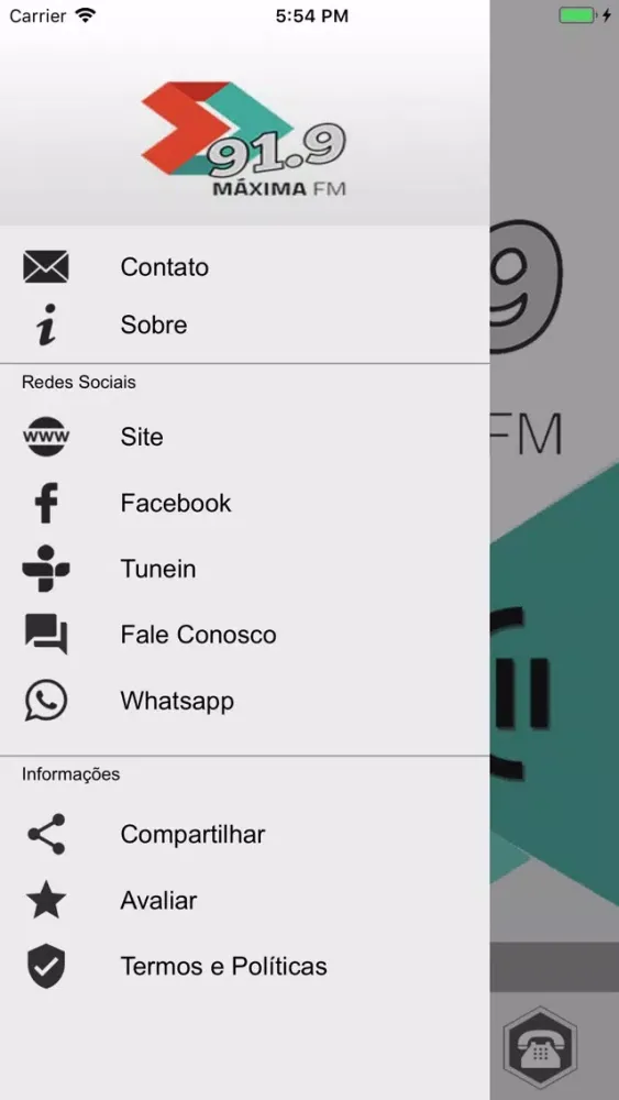 Ảnh chụp màn hình của Rádio Máxima 91.9 FM