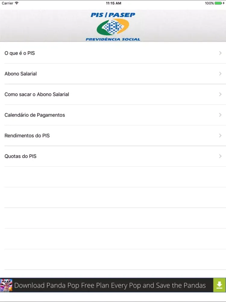 PIS/PASEP APP iPad  Screenshots