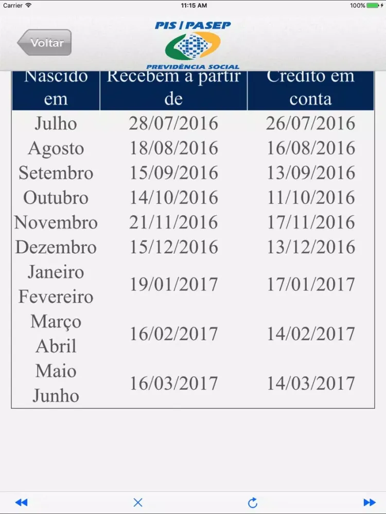 PIS/PASEP APP iPad  Screenshots