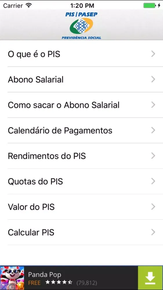 PIS/PASEP APP Screenshots