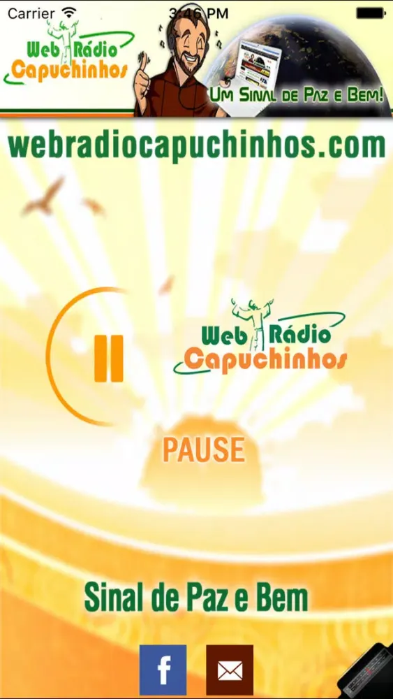 Capturas de tela do WebRadio Capuchinhos