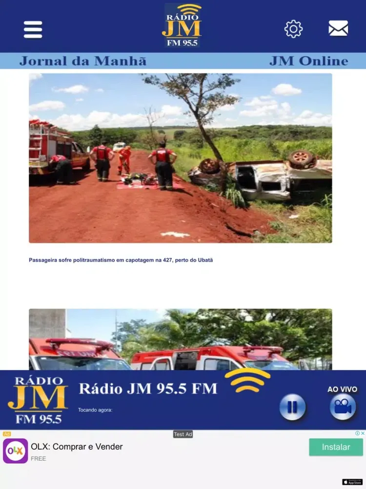 Tangkapan skrin Rádio JM 95.5 FM iPad 