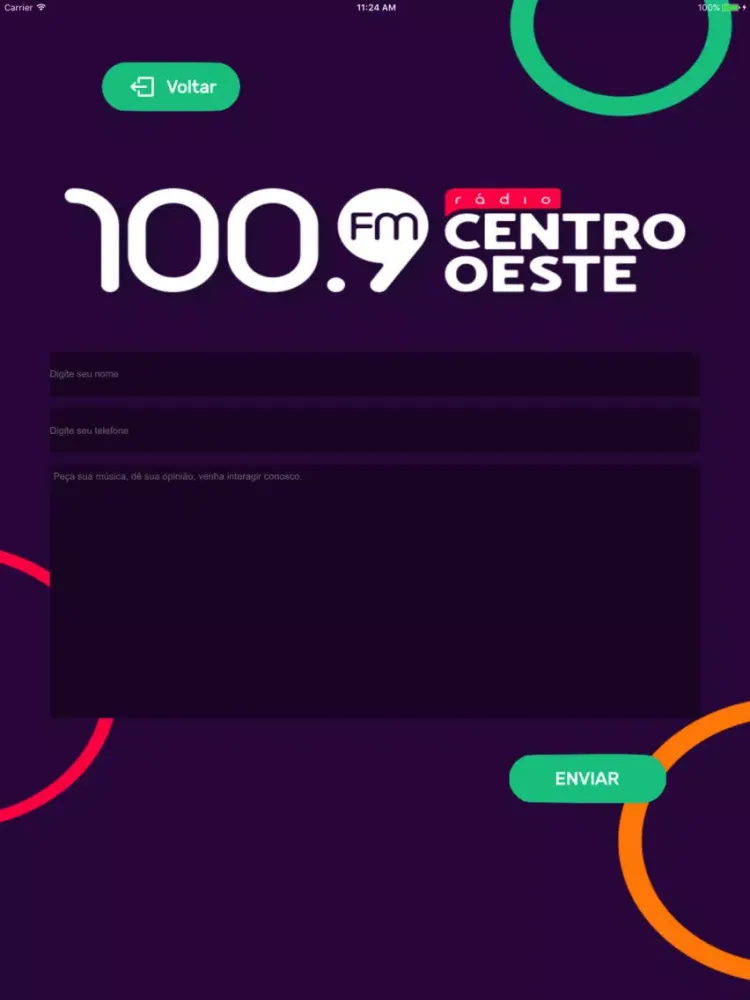 Capturas de tela do Rádio Centro Oeste 100.9 FM iPad 