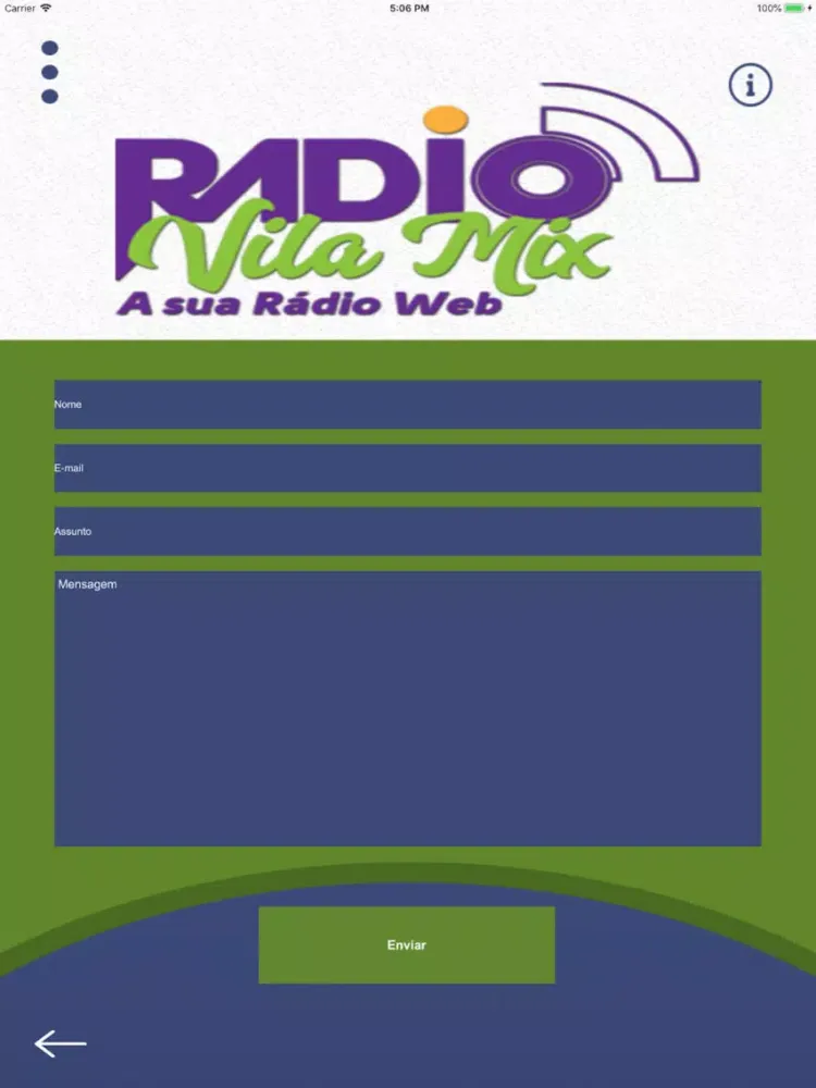 Tangkapan layar Rádio Vila Mix iPad 