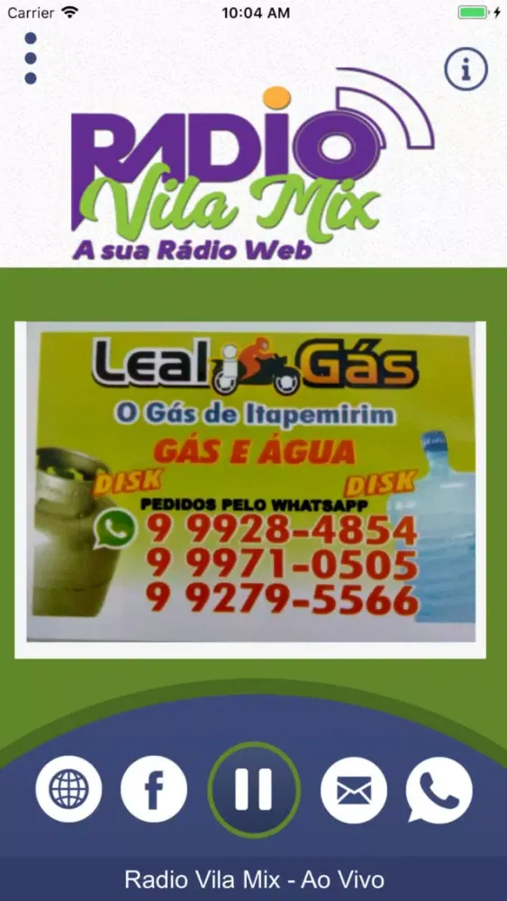 Tangkapan layar Rádio Vila Mix