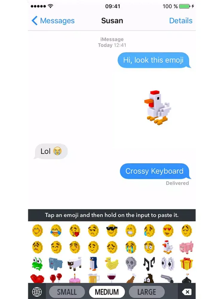 Tangkapan layar Crossy Keyboard iPad 