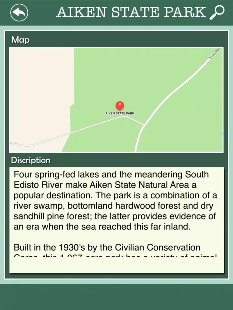 Zrzuty ekranu State Parks In South Carolina iPad 