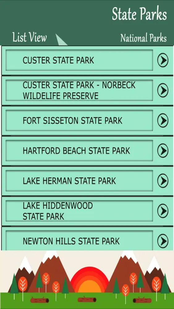 Tangkapan layar State Parks In South Dakota
