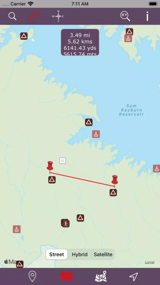 ภาพหน้าจอของ Angelina National Forest – GPS