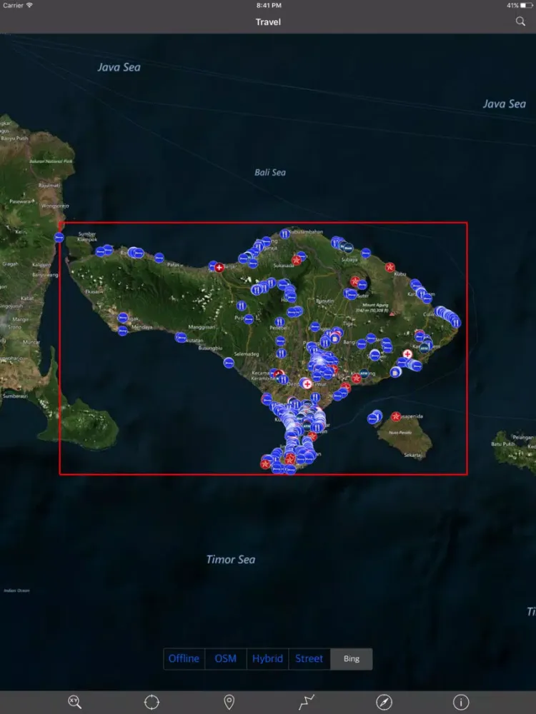 BALI (INDONESIA)– GPS Travel Map Offline Navigator iPad  Screenshots