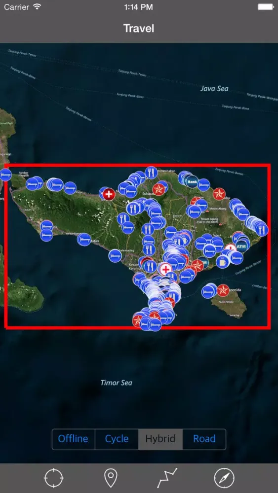BALI (INDONESIA)– GPS Travel Map Offline Navigator Screenshots