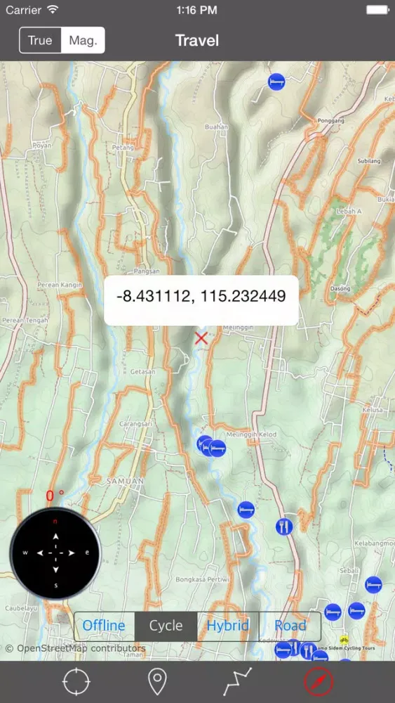 BALI (INDONESIA)– GPS Travel Map Offline Navigator Screenshots