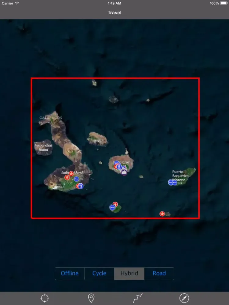 GALAPAGOS ISLANDS – GPS Travel Map Offline Navigator iPad  Screenshots