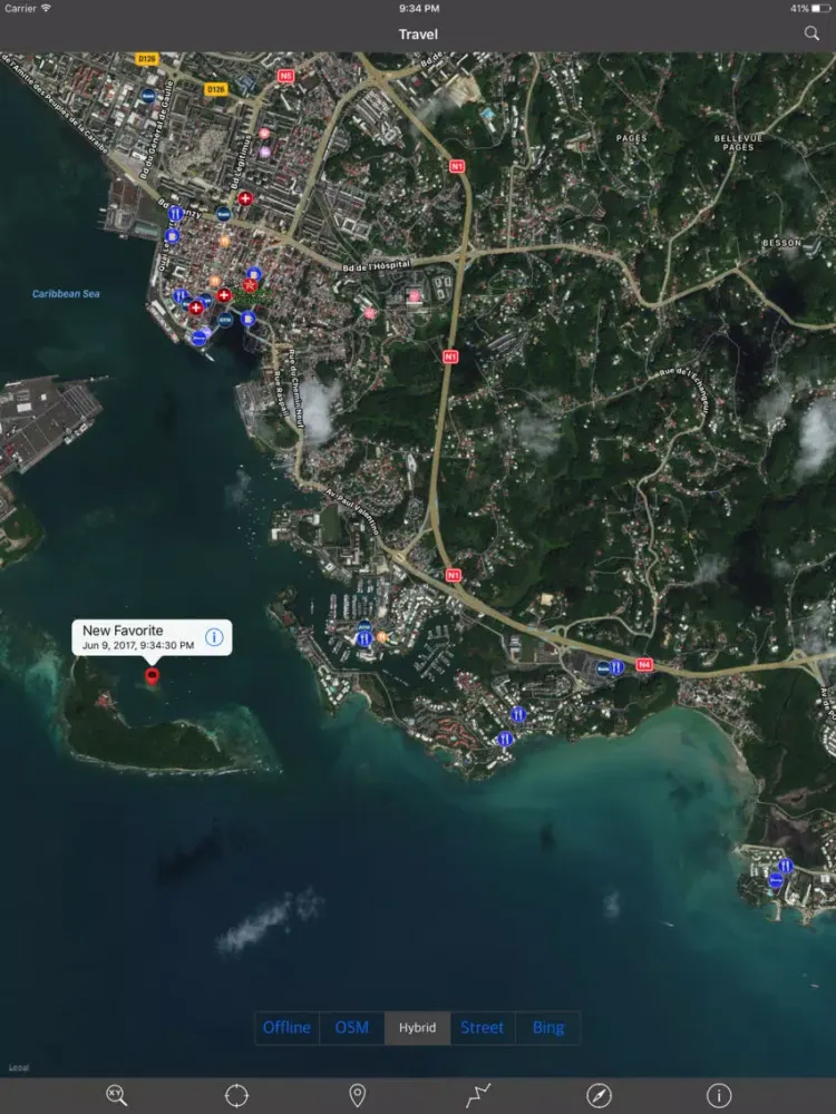 Screenshot di GUADELOUPE – GPS Travel Map Offline Navigator iPad 
