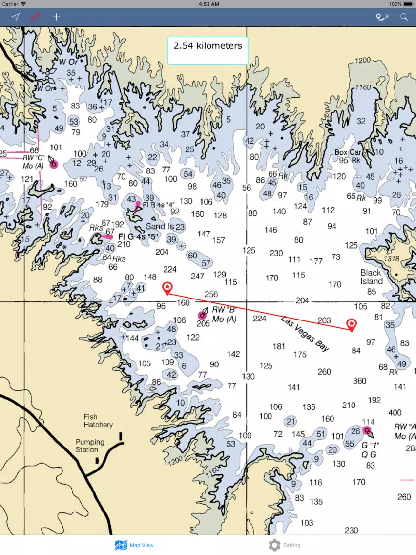 Tangkapan layar Lake Mead (Las Vegas) Boating iPad 