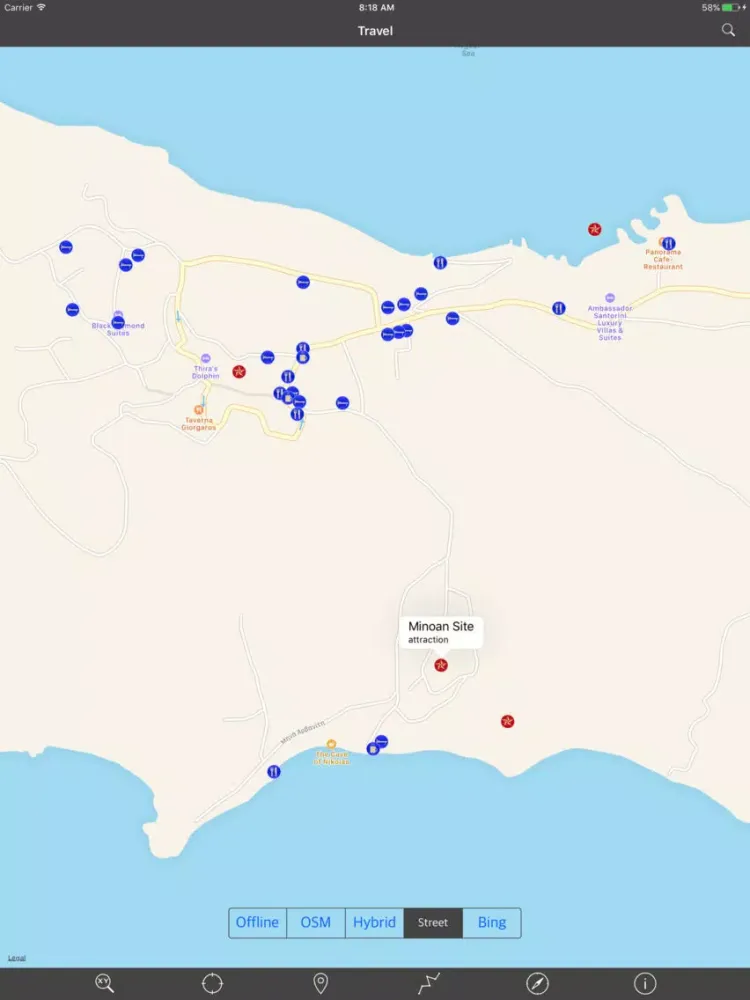 Capturas de tela do SANTORINI (GREECE) – Travel Map Offline Navigator iPad 
