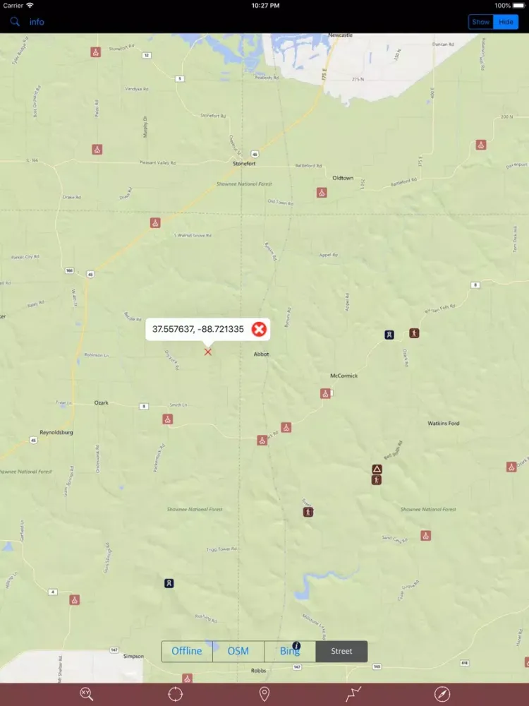 Shawnee National Forest – GPS iPad  Screenshots