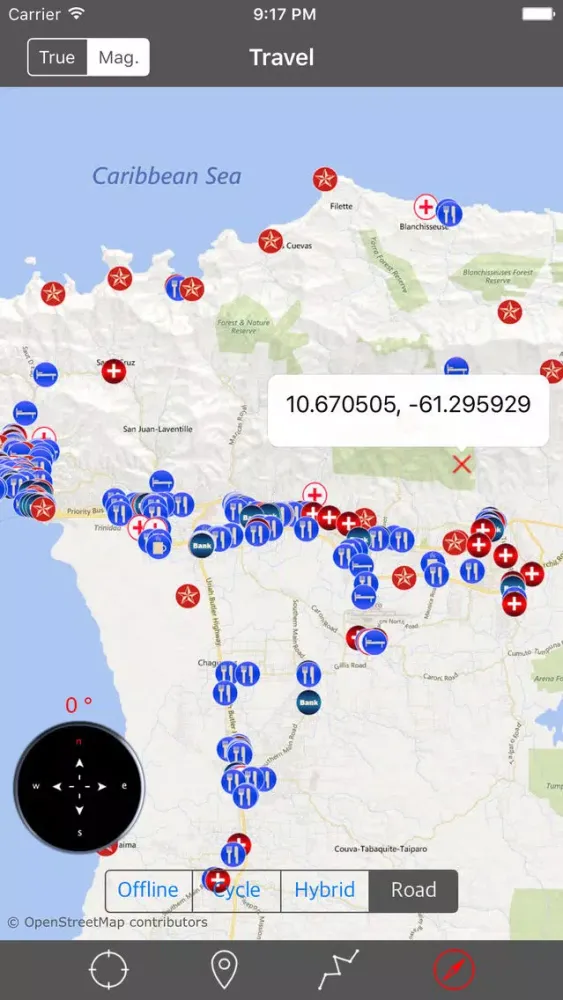 TRINIDAD & TOBAGO – Travel Map Offline Navigator Screenshots