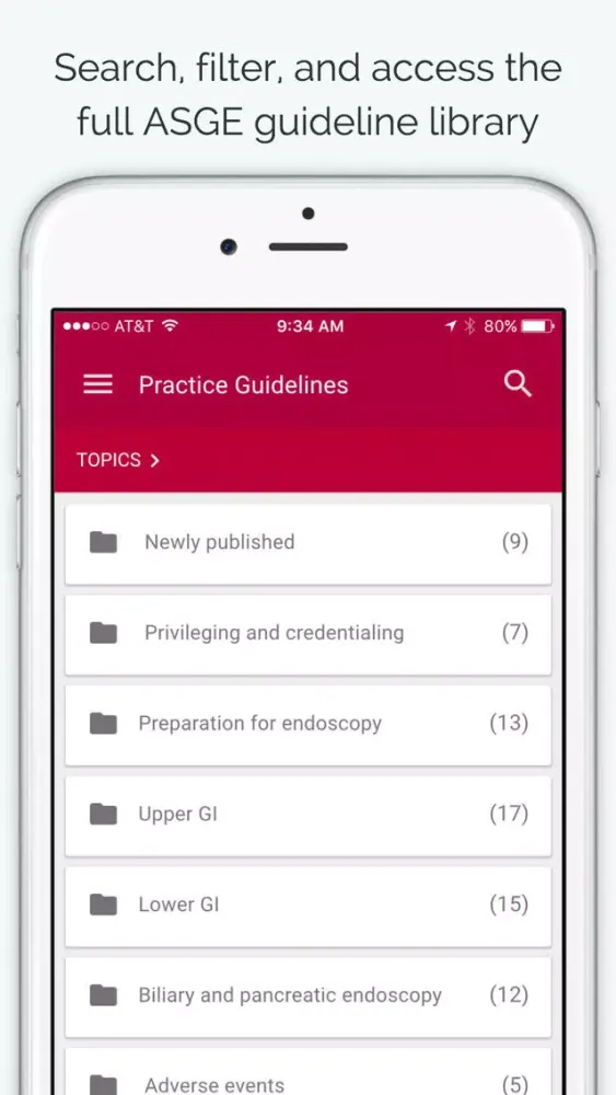 Ảnh chụp màn hình của ASGE Clinical Guidelines