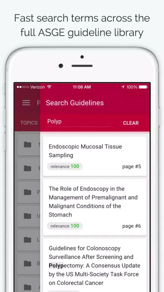 Ảnh chụp màn hình của ASGE Clinical Guidelines
