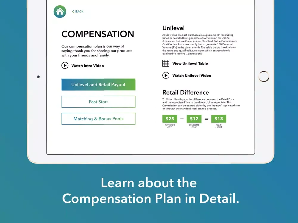 Capturas de pantalla de TruVision Health Guide iPad 