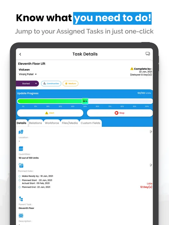 Tangkapan layar VisiLean LiveSite iPad 