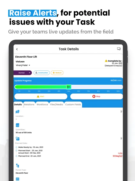 Tangkapan layar VisiLean LiveSite iPad 