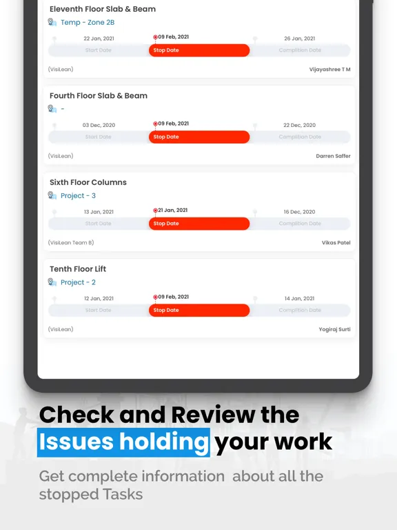 Tangkapan layar VisiLean LiveSite iPad 