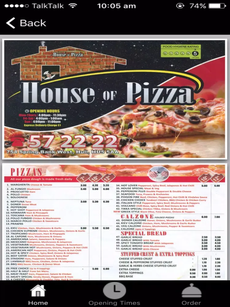 House of Pizza iPad  Screenshots