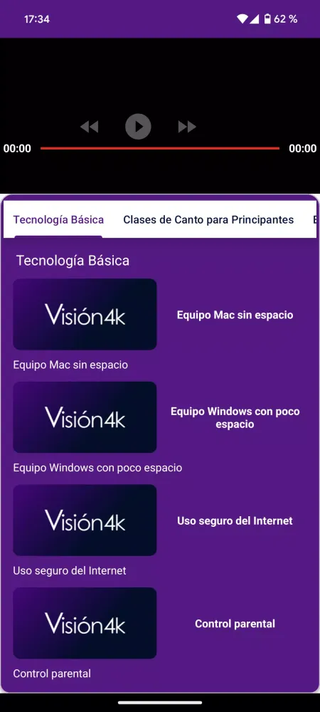 Tangkapan skrin Vision Classes