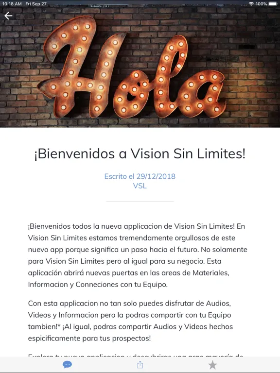Tangkapan skrin Vision Sin Limites iPad 